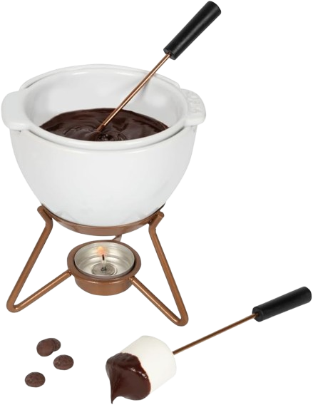 fondue de chocolate con vela pequeña