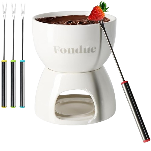 set juego de fondue de chocolate y tenedores