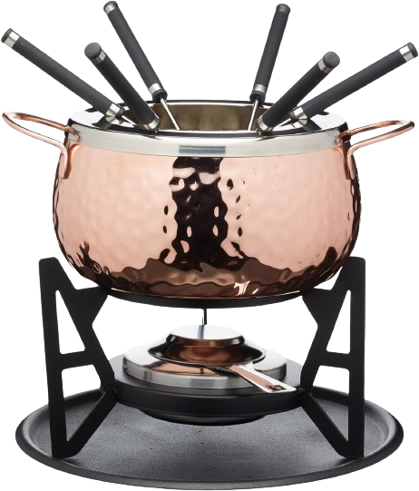 Fondue acero inoxidable tradicional para 6 con quemador de doble combustible