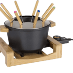 fondue eléctrica con carcasa de bambu